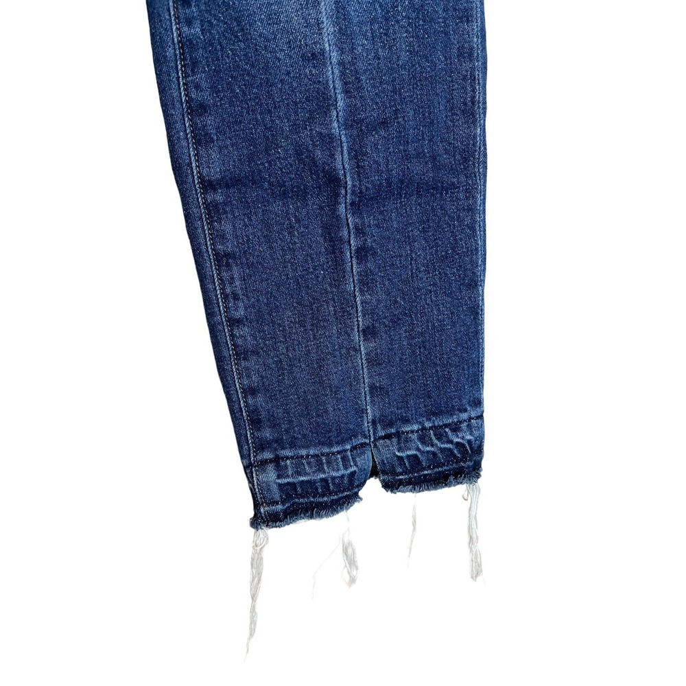 Madewell The High Rise Slim Boyjean Size 24 Blue Split Front Raw Hem - Picture 5 of 7